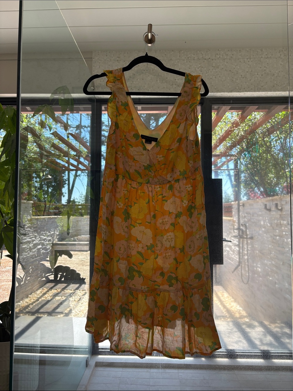 Sanctuary Yellow Floral Ruffle Mini Dress